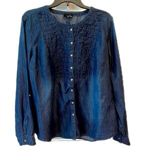 Erika Denim Button Down Long Sleeves Shirt Size XL